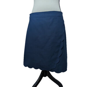 J.Crew Navy Scalloped A-Line Mini Skirt Size 8 Classic Chic Polished Minimal NWT